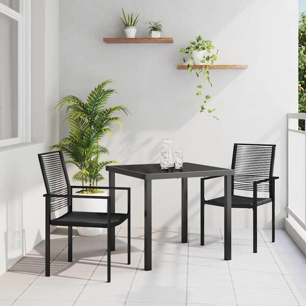Maison Exclusive – záhradná jedálenská súprava, 3 kusy, čierna, oceľ s práškovou povrchovou úpravou