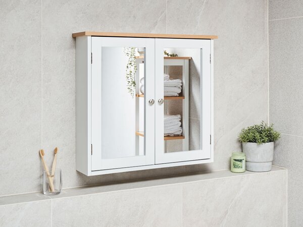 Zrkadlová skrinka do kúpeľne biela MDF 17 x 60 cm úložný priestor moderný škandinávsky štýl kúpeľňa