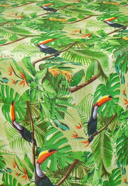 Obrus PVC 7741510, návin 20 m x 140 cm, jungle s tukany, IMPOL TRADE
