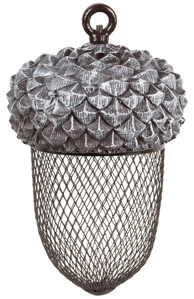 Závesné kŕmidlo pre vtáky Acorn, 30x13,5 cm, kov/polyesterová živica, sivá