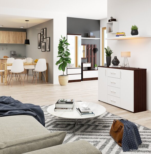 Ak furniture Komoda Torvi K 110 cm wenge/biela