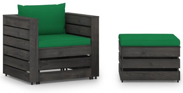 Maison Exclusive – 2-dielna záhradná súprava s vankúšmi, sivá, impregnované drevo