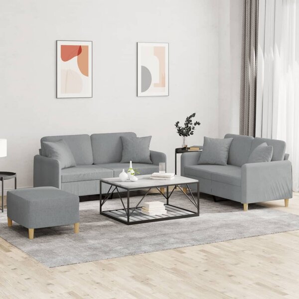 Maison Exclusive – 3-dielna sedacia súprava s vankúšmi, svetlosivá látka