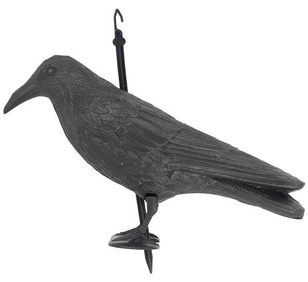 Záhradná figúrka z polyetylénu Crow, 21,5 cm, čierna