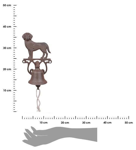 Záhradný zvonček Dog, 25x14 cm, liatina, hnedá