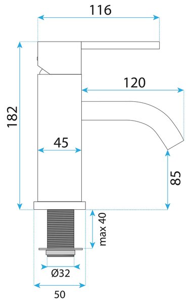 Rea Foster, umývadlová batéria h-180, brúsená oceľ, REA-B6323