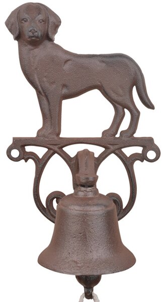 Záhradný zvonček Dog, 25x14 cm, liatina, hnedá