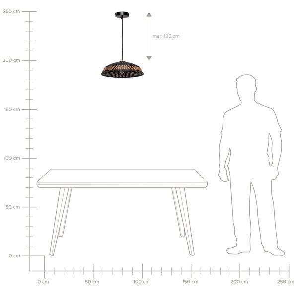 Závesná lampa čierna kovová železné tienidlo detaily z umelej kože moderný súčasný štýl