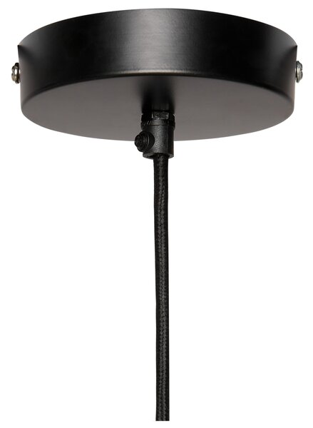 Závesná lampa čierna kovová železné tienidlo detaily z umelej kože moderný súčasný štýl