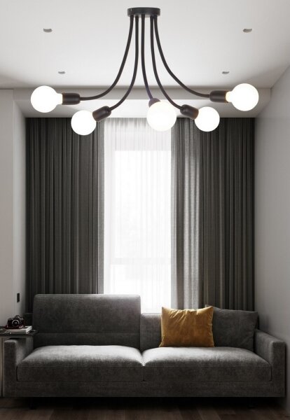 Top Light Galileo 5 C - Luster na tyči 5xE27/40W/230V čierna