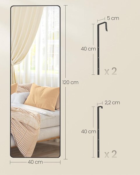 SONGMICS Závesné zrkadlo Layla 120 cm čierne