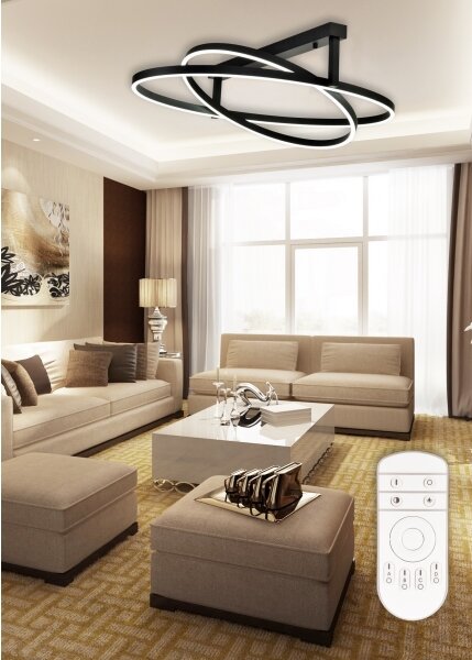 Top Light - LED Stmievateľný prisadený luster SATURN 2xLED/25W/230V čierna + DO