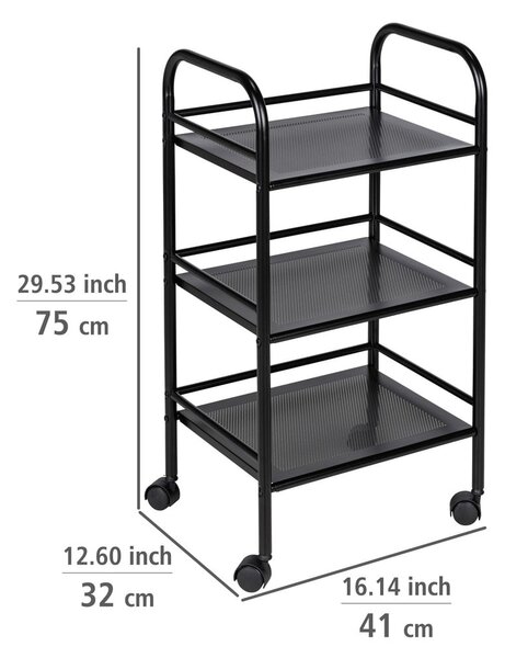 Čierny kovový pojazdný regál 41x75 cm – Wenko