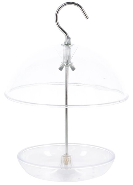 Závesné kŕmidlo pre vtáky Round, 21,5x15,5 cm, plast, transparentná