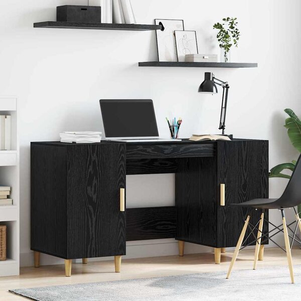 Maison Exclusive – písací stôl, čierna farba, vzhľad dubového dreva, materiál: drevotrieska