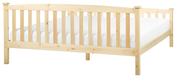 Posteľ svetlohnedá borovicové drevo 180 x 200 cm s roštom minimalistický škandinávsky štýl spálňa