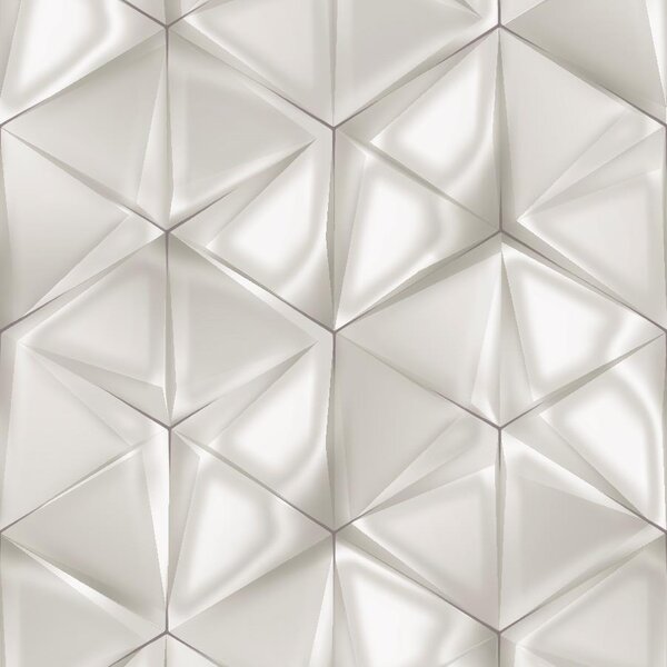 Vliesové tapety na stenu IMPOL Onyx M34900, rozmer 10,05 m x 0,53 m, 3D hexagony svetlo sivo-hnedé, UGÉPA