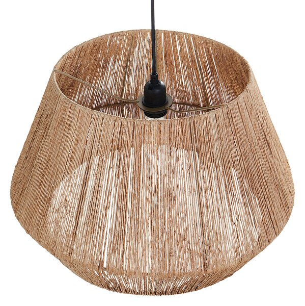 Závesná lampa prírodná jutové tienidlo čierna kovová objímka na žiarovku boho stropné svietidlo obývačka spálňa