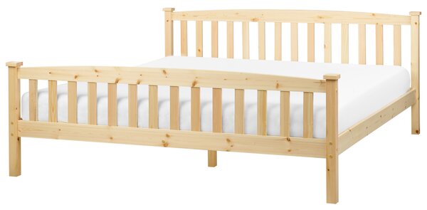 Posteľ svetlohnedá borovicové drevo 180 x 200 cm s roštom minimalistický škandinávsky štýl spálňa