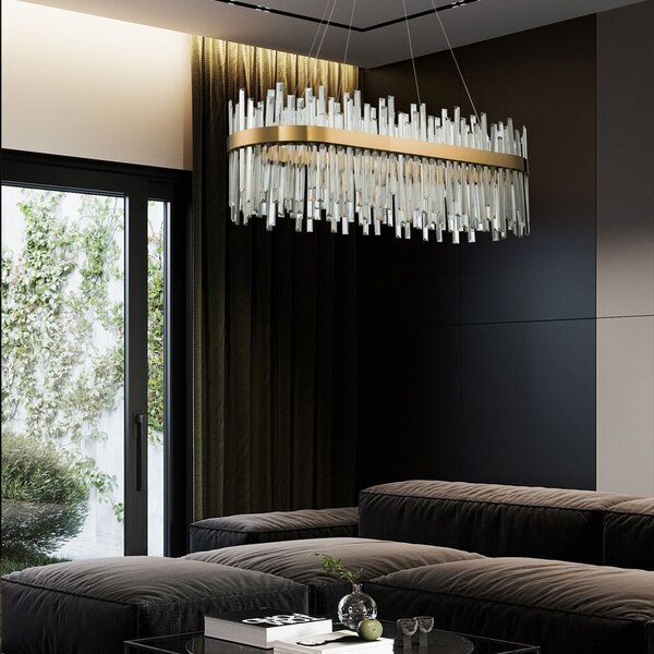 TooLight Závesný LED krištáľový luster APP1513-CP80 zlatý/neutrálna biela