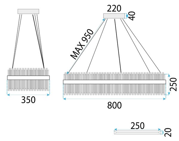 TooLight Závesný LED krištáľový luster APP1513-CP80 zlatý/neutrálna biela