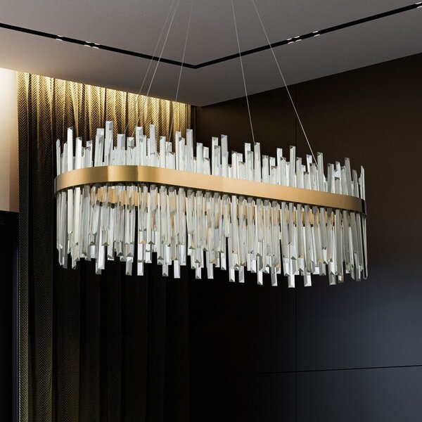 TooLight Závesný LED krištáľový luster APP1513-CP80 zlatý/neutrálna biela