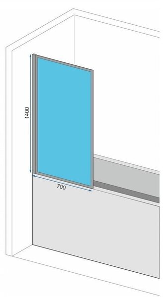 Rea Elegant, vaňová zástena s pevným krídlom 70x140 cm, medená matná, REA-W5694