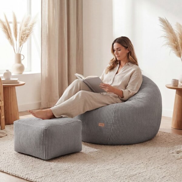 Sedací vak s podnožkou COMFY 3.0 sivý