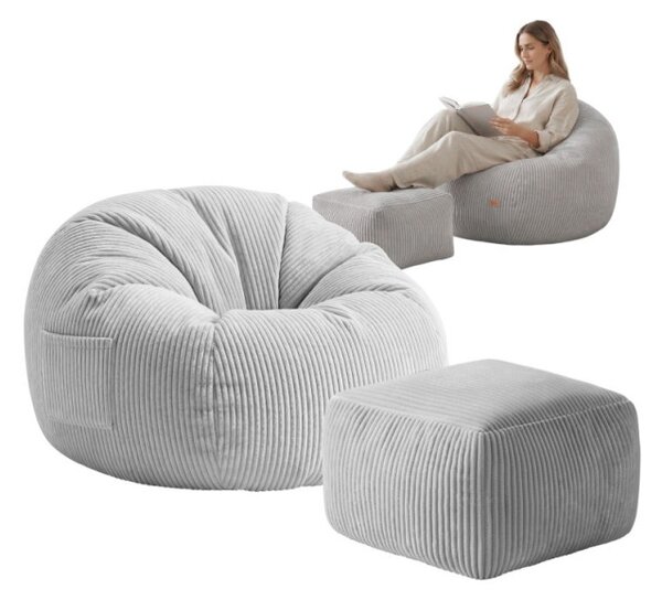 Sedací vak s podnožkou COMFY 3.0 sivý