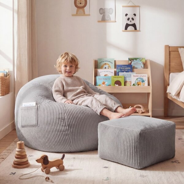 Sedací vak s podnožkou COMFY 3.0 sivý