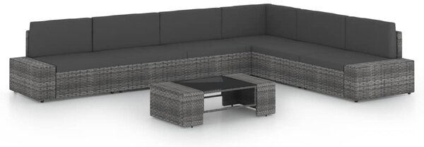 Maison Exclusive – 7-dielna záhradná súprava s vankúšmi, sivá, polyratan