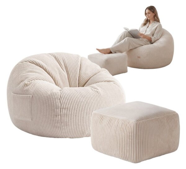 Sedací vak s podnožkou COMFY 3.0 béžový