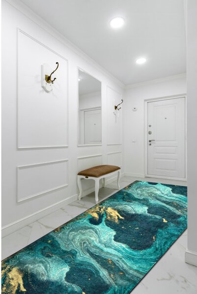 Protišmykový behúň LOTUS SHADOWS 37750 zelený - Výpredaj