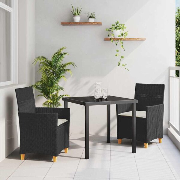 Maison Exclusive – Záhradná jedálenská súprava, 3 kusy, čierna, umelý ratan