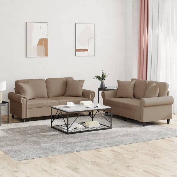 Maison Exclusive – 2-dielna sedacia súprava s vankúšmi v odtieni cappuccino-hnedá, z umelej kože
