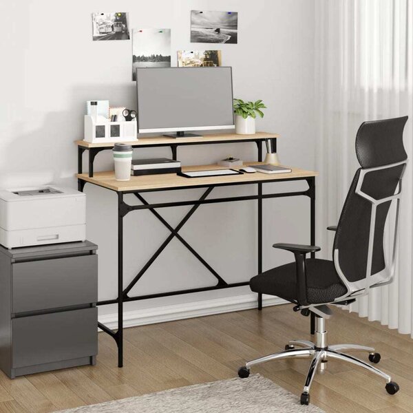 Maison Exclusive - písací stôl Sonoma dub 100x50x90 cm drevený materiál a železo