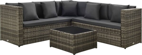 Maison Exclusive – 4-dielna záhradná súprava s poduškami Poly Rattan Grey