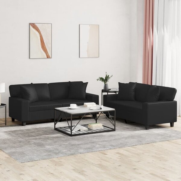 Maison Exclusive – 2-dielna sedacia súprava s vankúšmi, čierna umelá koža