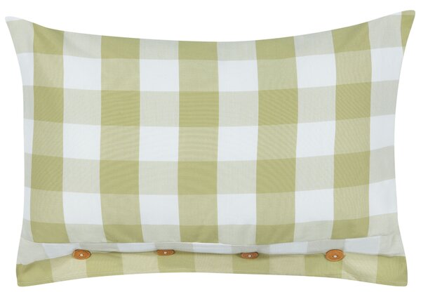 Dekoratívny vankúš zelená látka 40 x 60 cm károvaný vzor štýl chaty textil doplnky