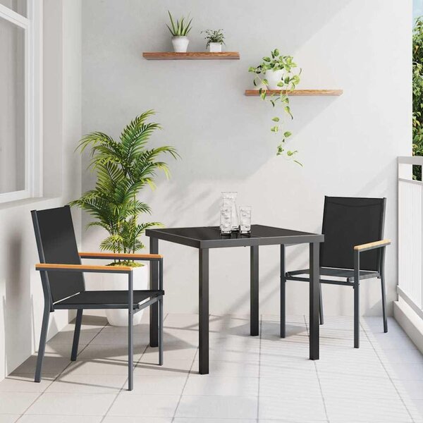 Maison Exclusive – záhradná jedálenská súprava, 3 kusy, čierna, oceľ s práškovou povrchovou úpravou