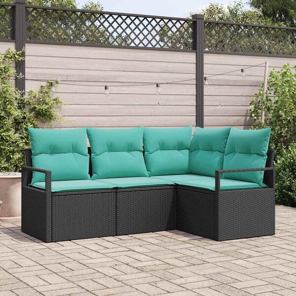 Maison Exclusive – Sedacia súprava, 4 kusy, čierna [syntetický materiál]: Polyratan