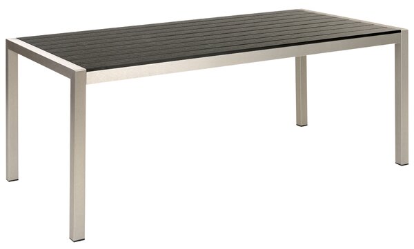 Jedálenský stôl čierny plastové drevo strieborný hliníkový rám pre 6 osôb 180 x 90 cm moderný dizajn