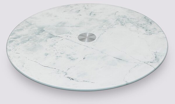 Sklenený otočný servírovací podnos White Marble, (fi) 32 cm