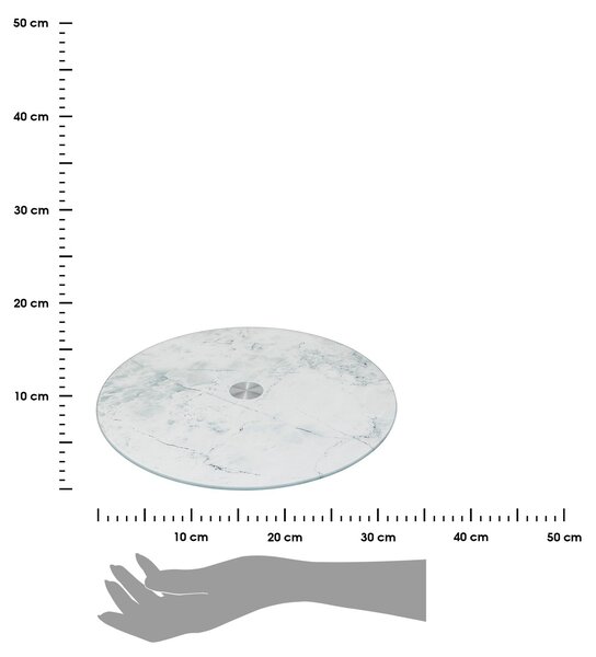 Sklenený otočný servírovací podnos White Marble, (fi) 32 cm