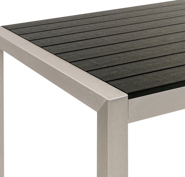 Jedálenský stôl čierny plastové drevo strieborný hliníkový rám pre 6 osôb 180 x 90 cm moderný dizajn