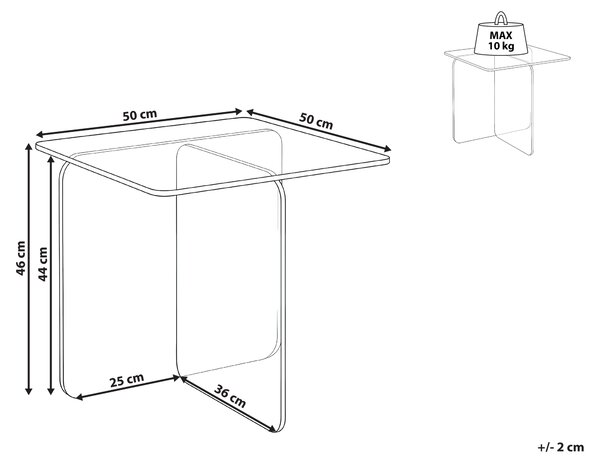 Odkladací stolík modrý sklenený 46 x 50 cm abstraktný minimalistický štýl obývacia izba