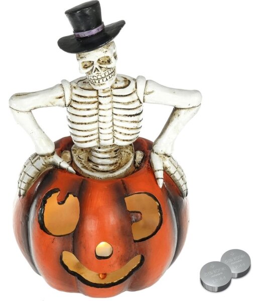 Retlux - LED Dekorácia HALLOWEEN LED/2xLR44/teplá biela kostlivec v tekvici živica