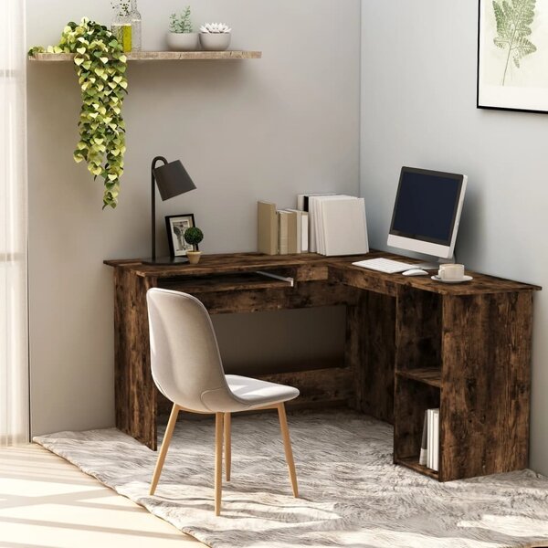 Maison Exclusive - Rohový písací stôl z dymového dubu 120x140x75 cm Drevený materiál