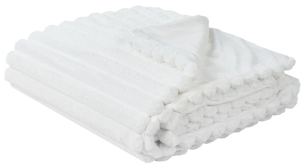 Prikrývka biela polyester umelá kožušina 150 x 200 cm mäkká huňatá obývačka spálňa