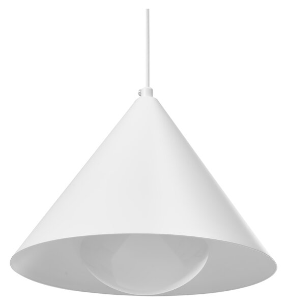 Závesná lampa biela kov železo visiace svietidlo s tienidlom moderná obývacia izba jedáleň spálňa